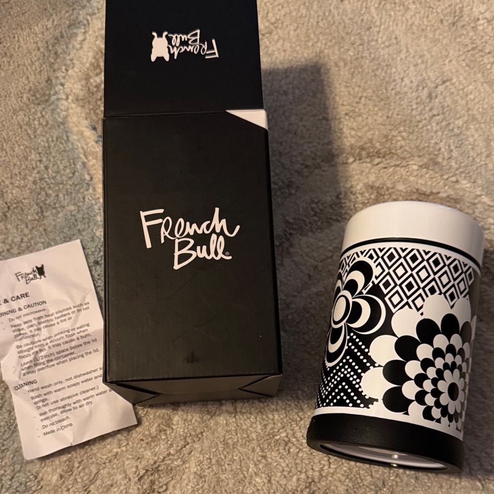 Black and White French Bull Thermos